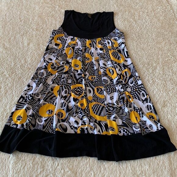 Susan Lawrence yellow black and white tent style dress - Picture 6 of 16